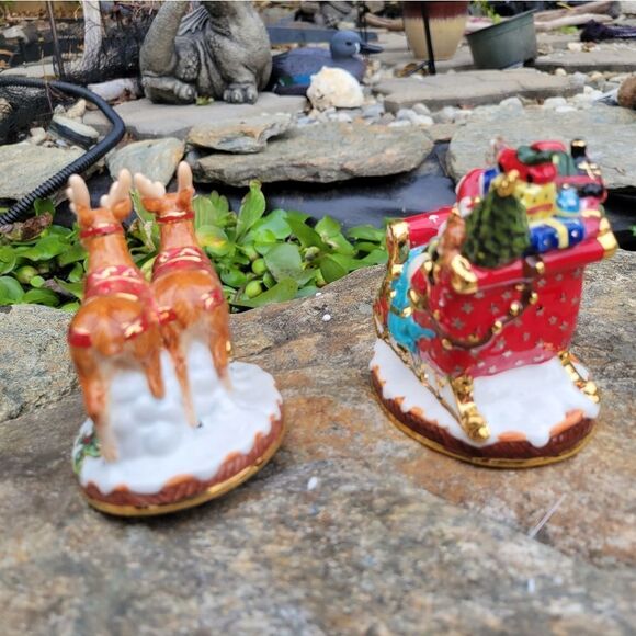 Santa Sleigh & Reindeer Salt & Pepper Shaker Christopher Radko - Picture 11 of 12